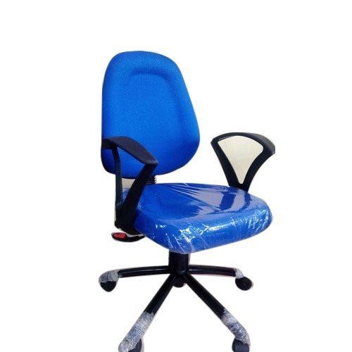 Blue Metal Powder Coating Locking Arm Included Rotatable Medium Back Office Chair 802