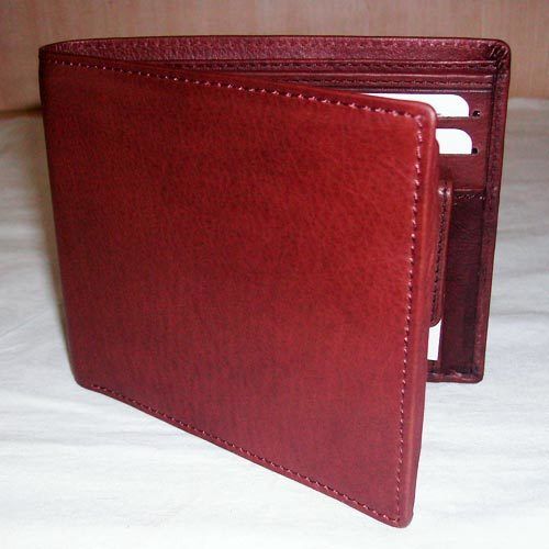 Plain Design And Fold Able Type Very Spacious Brown Color Leather Mens Wallet