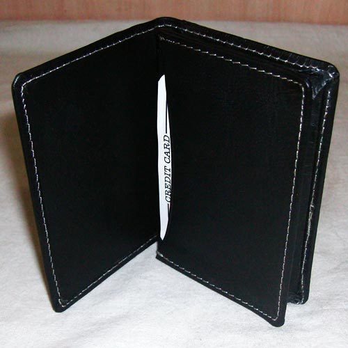  प्लेन डिज़ाइन और आयताकार आकार का काला रंग बहुत विशाल लेदर क्रेडिट कार्ड होल्डर 
