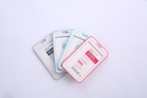 Good Quality Vertical, Pc+ Tpr, Single Side Visible, Grey Id Card Holder For Office