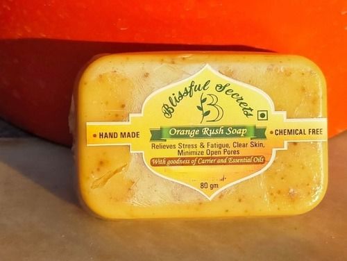 Skin Friendly Antiseptic And Antibacterial Properties Chemical Free Handmade Orange Rush Soap 80Gm