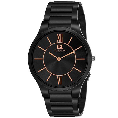 Formal Wear Black Color Mens Wrist Watch With Round Shape And Analog Display