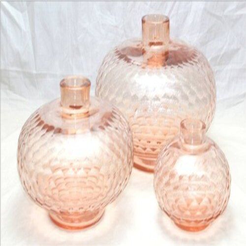 Honeycomb Cut Transparent Baby Pink Decorative Designer Glass Flower Vase