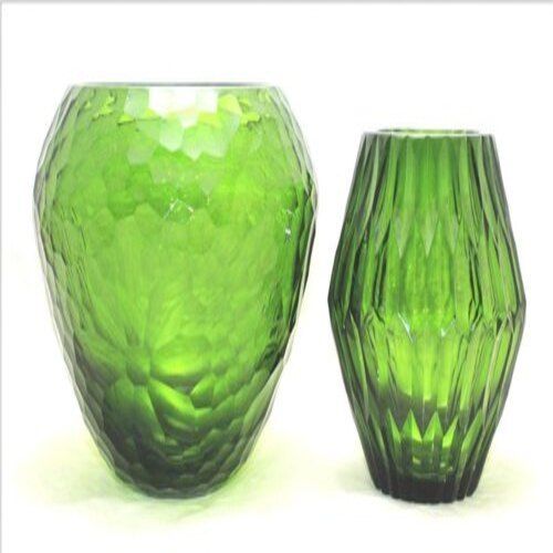 Lemon Green Modern Appearance Round Shape Transparent Decorative Flower Vase