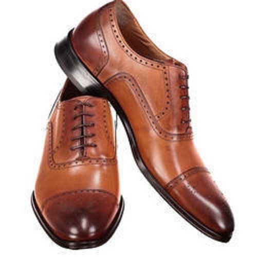 Breathable Low Heel Tan Color Lace Closure Type Leather Mens Formal Shoes With Round Shape Toe