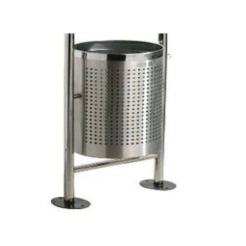 Pentolex Silver Round Stainless Steel Swing Lid Airport Dustbin For Outdoor