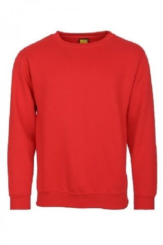 Red Casual Wear Round Neck Full Sleeves Regular Fit Mens Cotton Plain Sweatshirts