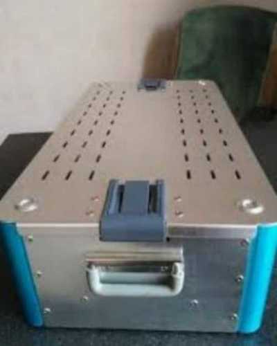 Polished Steel And Titanium Metal Silver Rectangular Ortho Instrument Box For Hospital Use