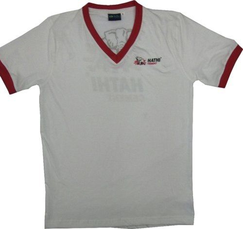 Mens White Half Sleeves V Neck Collar Promotional Cotton/Polyester T-Shirts Age Group: Adult