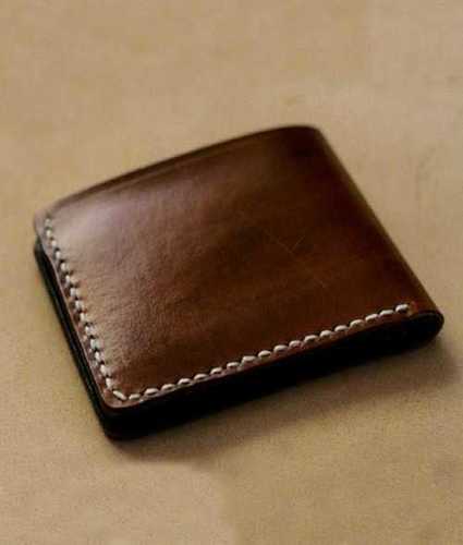 Shiny Look Mens Plain Foldable Brown Leather Wallet For Cash, Id Proof And Keeping Credit Card