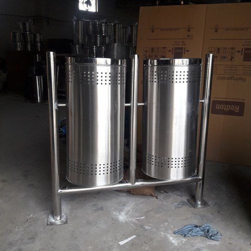 Stainless Steel Double Open Top Rectangular Dustbins For Outdoor And Malls