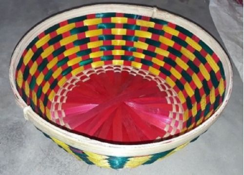 10 Inches Round Bamboo Basket Streamer For Fruit Storage