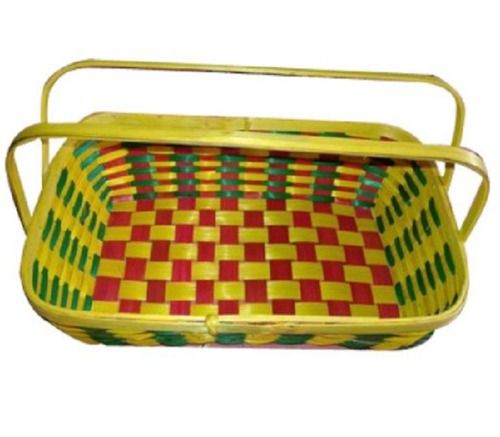 2 Handles 10x10 Inches Rectangular Bamboo Handle Basket Set