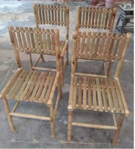 4 Legs Rectangular Brown Designer Bamboo Chair No Armrest