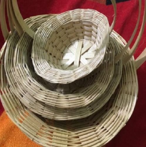 4 To 12 Inches Round Bamboo Basket Set For Fruits Storage