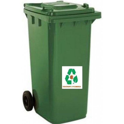 4MM And 50MM Wheel Rubber Green Plastic Wheel Dustbin With 220 Litre Capacity