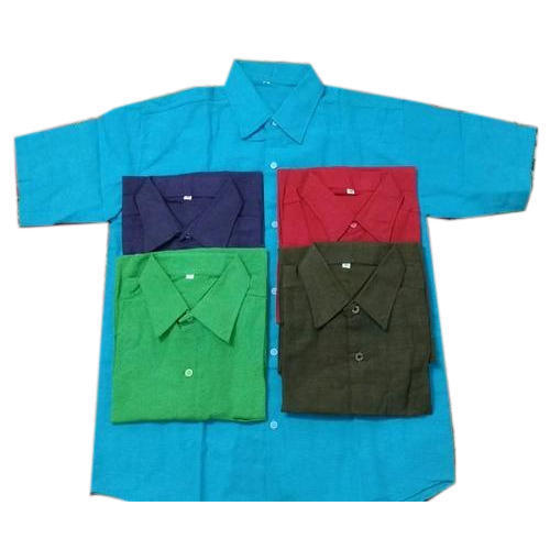 Half Sleeves Casual Wear Regular Fit Skin Friendly Multi Colors Mens Khadi Cotton Plain Shirts Age Group: Adults