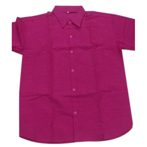 Magenta Half Sleeves Casual Wear Regular Fit Skin Friendly Mens Khadi Cotton Plain Shirts