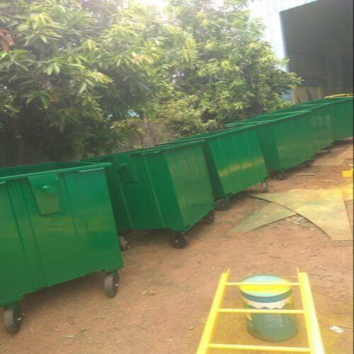 Ms Gi And Ss Made Paint Coated 4 Wheel 660 Liter Metal Dust Bin With Lid Application: Outdoor Garbage Collector