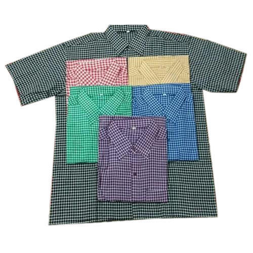 Multi Colors Half Sleeves Casual Wear Regular Fit Skin Friendly Mens Khadi Cotton Check Shirts Age Group: Adults