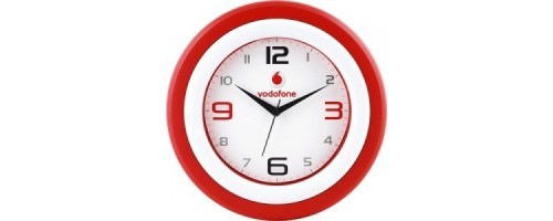 Plastic Body Round Shape Analog Type Designer Wall Clocks With Red Color Frame Size: Various Sizes Are Available