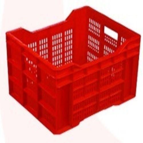 High Grade Solid Box Style Red Rectangular 22 Liter Vegetable Cum Fruit Plastic Crate