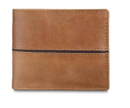 Very Spacious And Light Weight Plain Design Fold Able Type Mens Tan Color Leather Wallet
