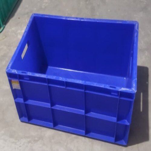 32 Liter Rectangular Shape Blue Solid Box Style Industrial Plastic Crate