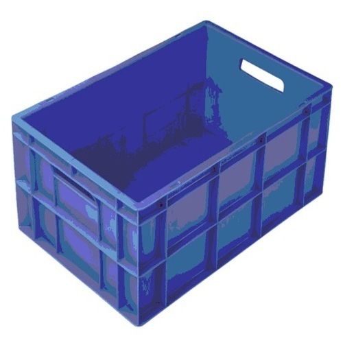  55 लीटर सॉलिड बॉक्स स्टाइल आयताकार आकार नीला औद्योगिक प्लास्टिक टोकरा 