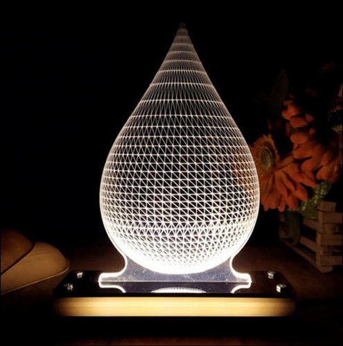 Cool White Acrylic 3D Illusion Led Night Lamp For Decoration, Table Top, Usb Dc 5V