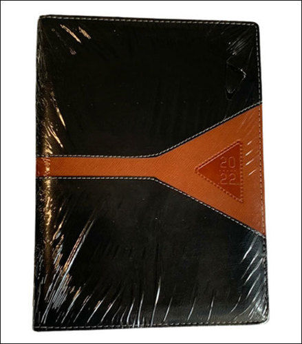 Hygienic Black Pu Leather Cover Paper Diary For Home, Office, A4 Size