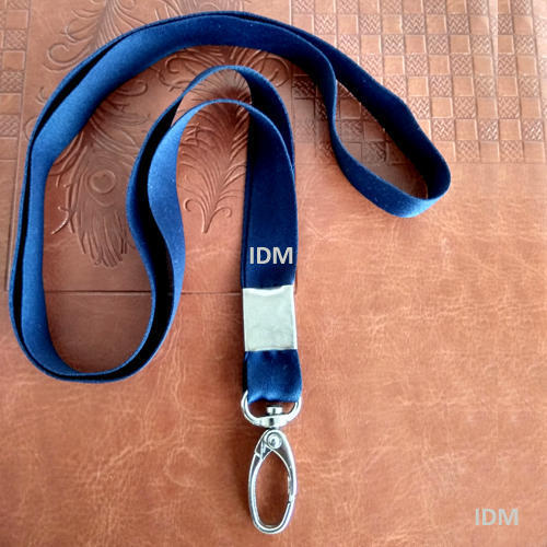 Blue Plain Satin Neck Id Card Lanyard for School, Office, College, Student