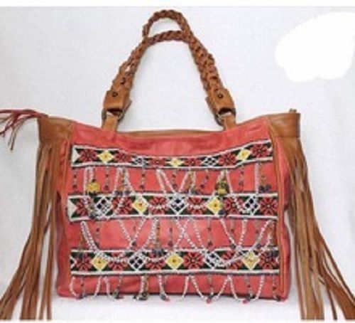 Handmade Attractive Design Multi Colored Customize Size Sued Leather Bag For Womens