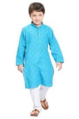 Olympic Blue Full Sleeves Casual Wear Regular Fit Kids Plain Cotton Kurta Pajama Age Group: 2-8 Years