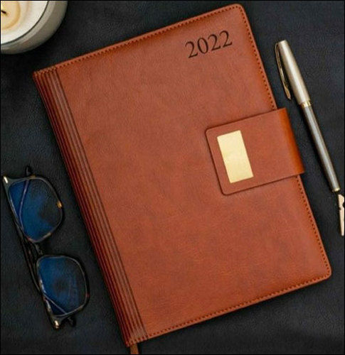 Pu Leather Cover Paper Diary For Office, A4 Size, 200 Pages