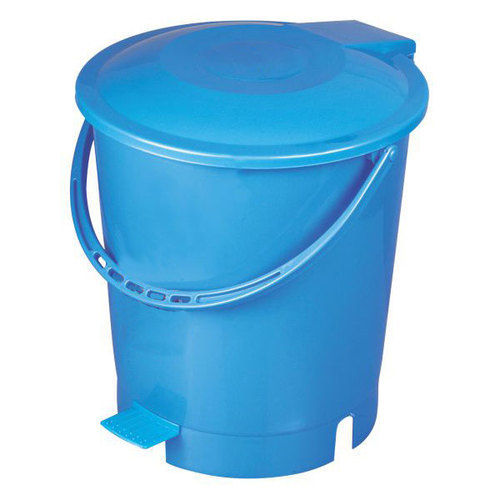 Pvc Round Foot Pedal Structure Plastic Blue Plastic Garbage Bin With Handle