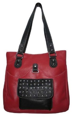 Spacious And Light Weight Plain Design Red Color Fashionable Leather Bag For Womens