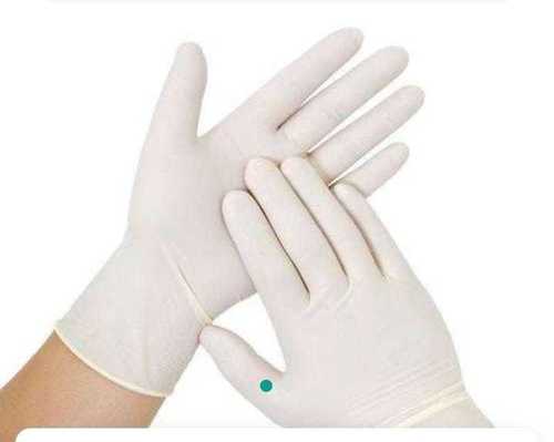 White Color Plain Full Finger Latex Examination Gloves for Medical Use