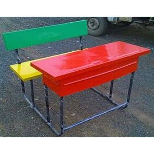 Durable 18 Inch Seating Height Multicolor 2 Seater Simple School Kids Desk Bench