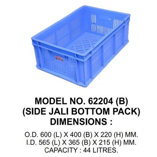 44 L Rectangular Mesh Style With Side Jali Bottom Pack Industrial Plastic Crate