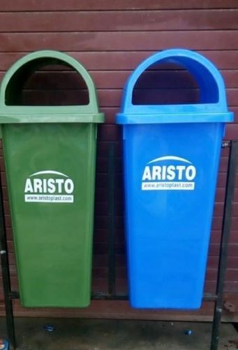 Aristo Green And Blue Plastic Dome Lid Waste Bin With Lid With 60 To 100 Litre Loading Capacity Application: Home