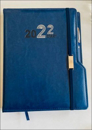 Durable Finish Pu Leather Blue Yearly Diaries For Office, 75 Gsm Spiral Binding