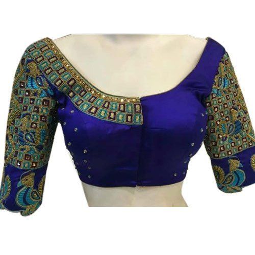 Embroidered Semi-Stitched Party Wear Ladies Cotton Half Sleeve Blouse