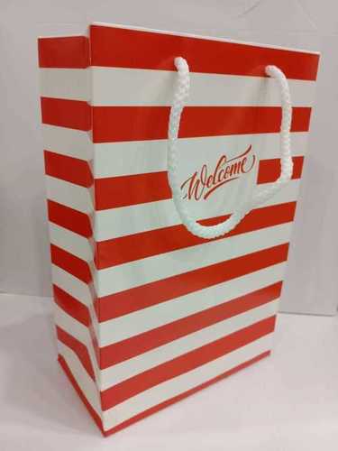 Red and White Color Eco-friendly Rope Handle Designer Paper Bags