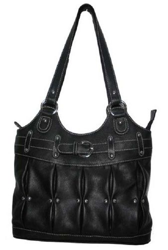 Zipper Closure Spacious And Light Weight Plain Design And Black Color Women Leather Bag