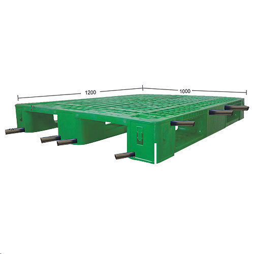 1200 X 1000 X 150 Mm Size With 4000 Kg. Static Load Green Rectangular Industrial Pallet