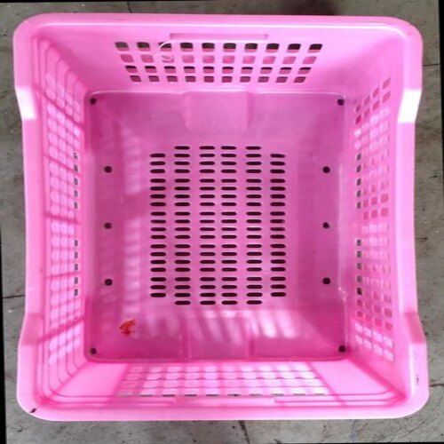 20 Kg. Pink Rectangular With Mesh Style Industrial Hdpe Fruit Cum Vegetable Crate 