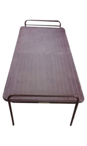 Brown 6X4 Feet 2 Inch Pipe Diameter Mild Steel Frame Fibre Folding Bed