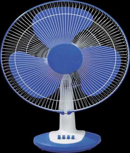 Air Cooling Blue and White Color Plastic Electric Table Fan with Three Blade