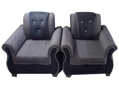 Gray Titli Plus Button 2 Seater Sofa Set - Color: Grey